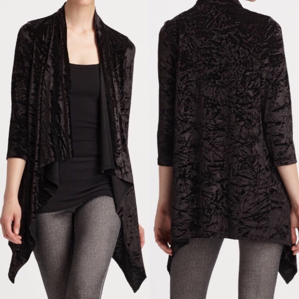 Alice + Olivia Mariona Velvet Drape Open Cardigan